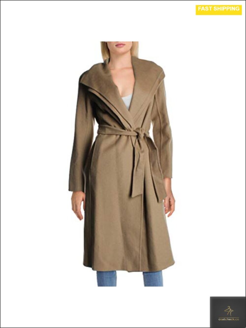 Women's Double-faced Wool Blend Wrap Coat Tie Belt Long